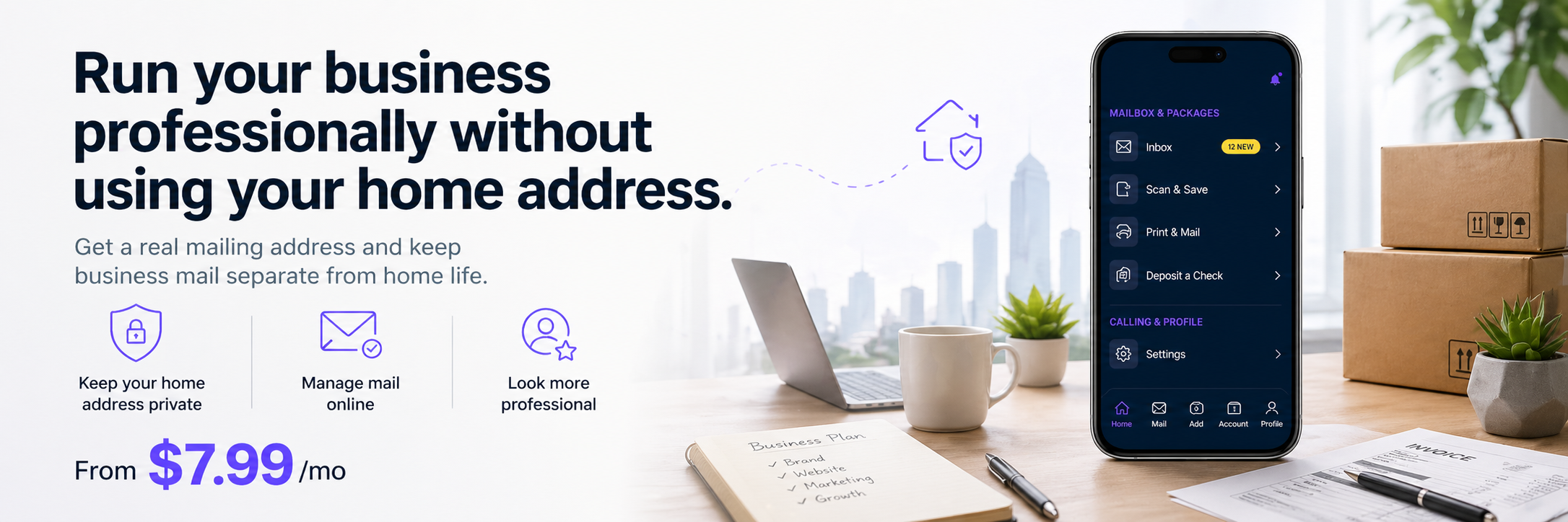 PostalBridge business address for home-based business owners