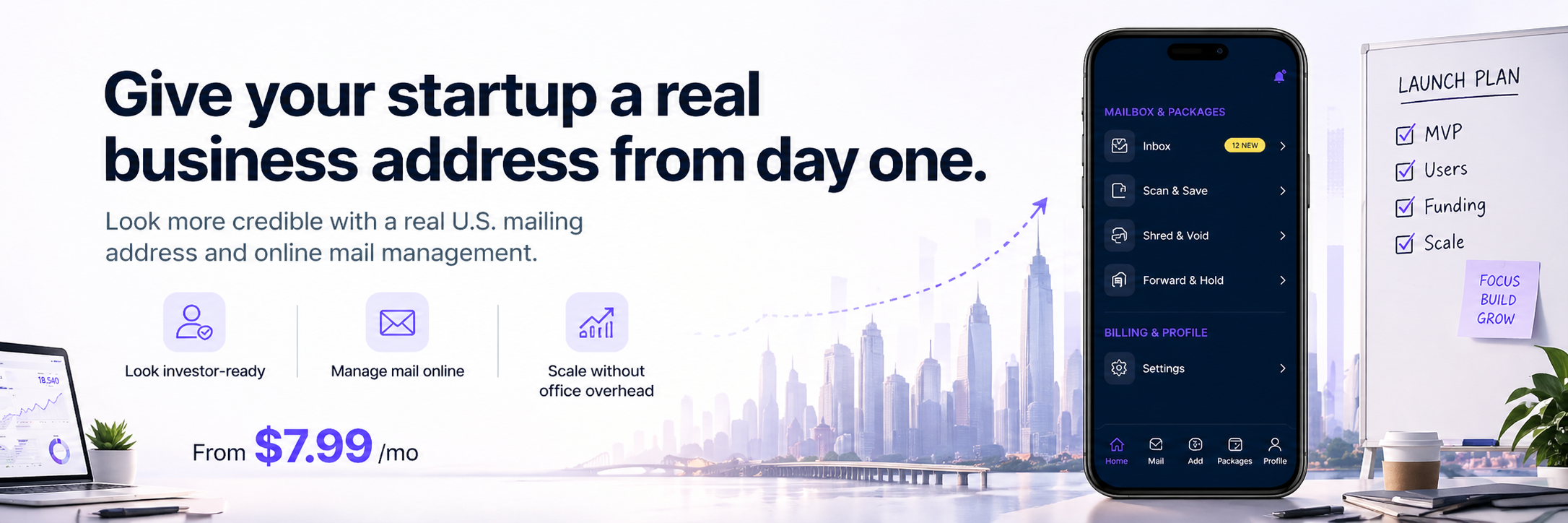 PostalBridge virtual mailbox for startups and founders